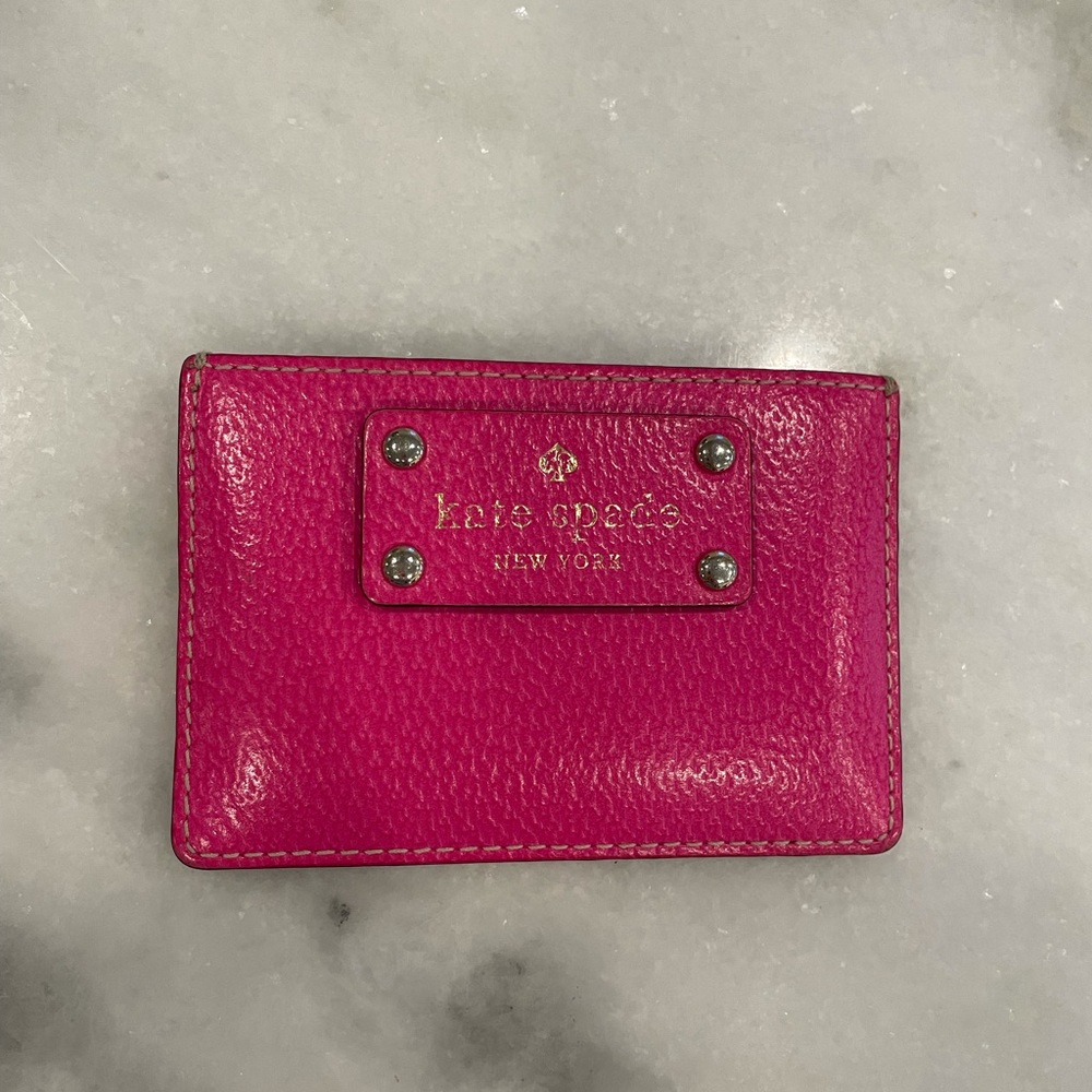 kate spade pink leather card holder wallet